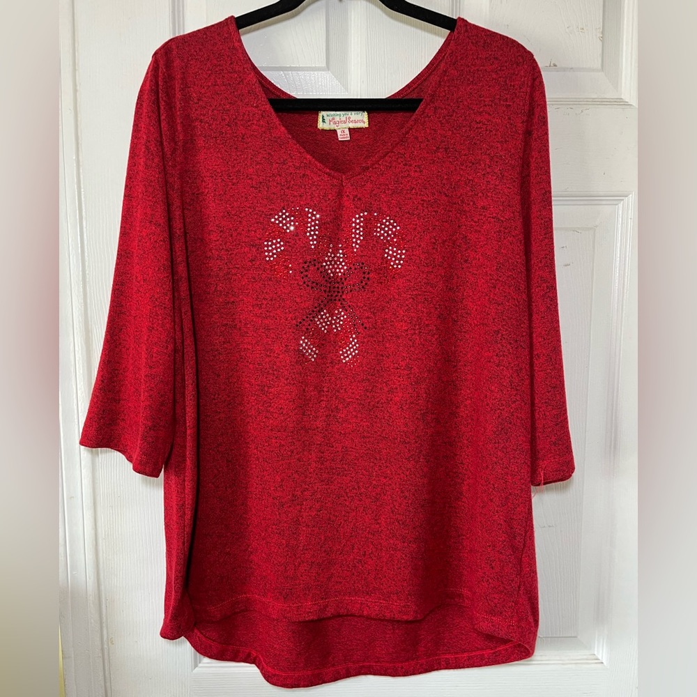Wishing you a‎ very MAGICAL SEASON  Women’s Embellished Tie Top-Red Tunic…